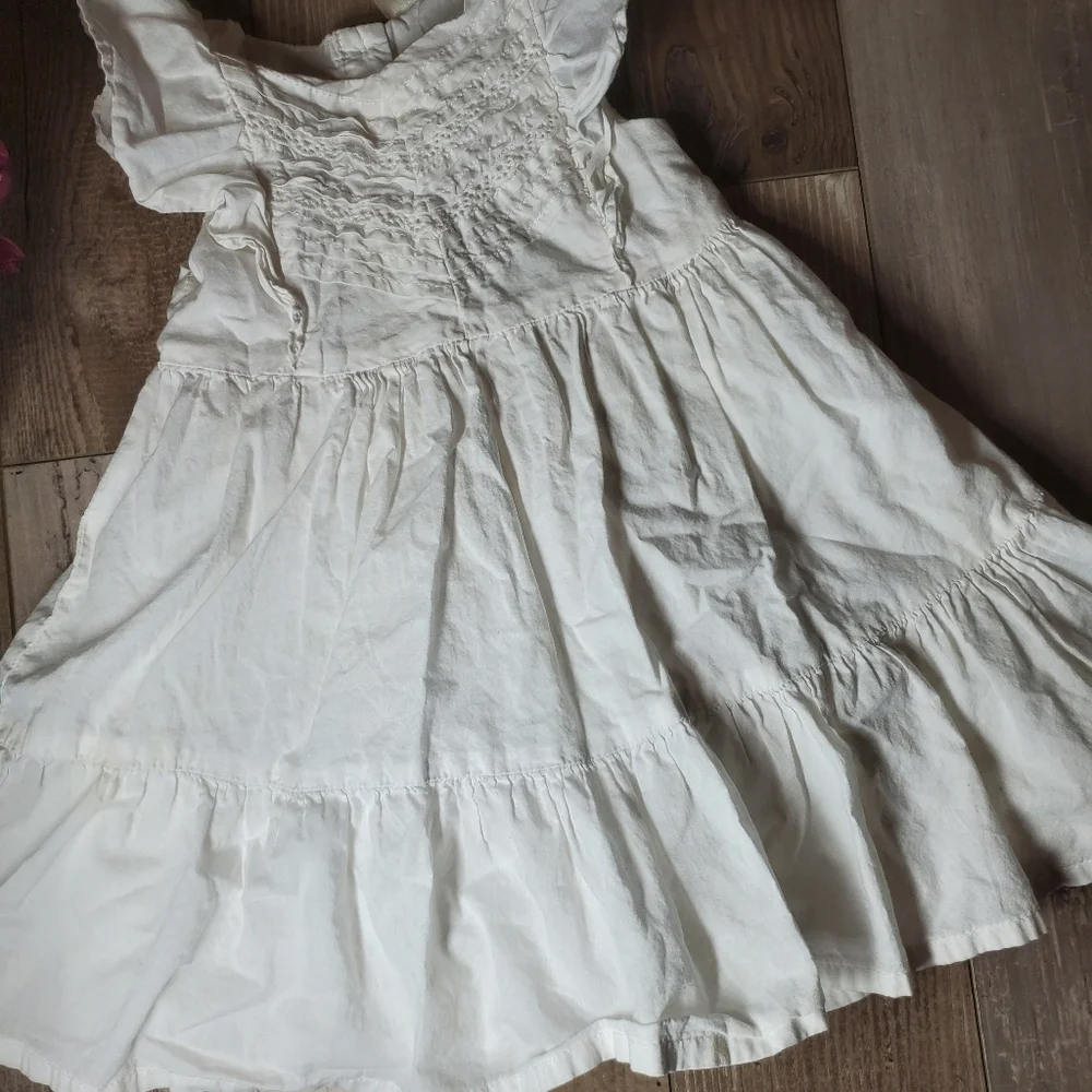 baby B'gosh Size 24m White Tiered Ruffle 100% Cotton Toddler Girl Dress NWOT